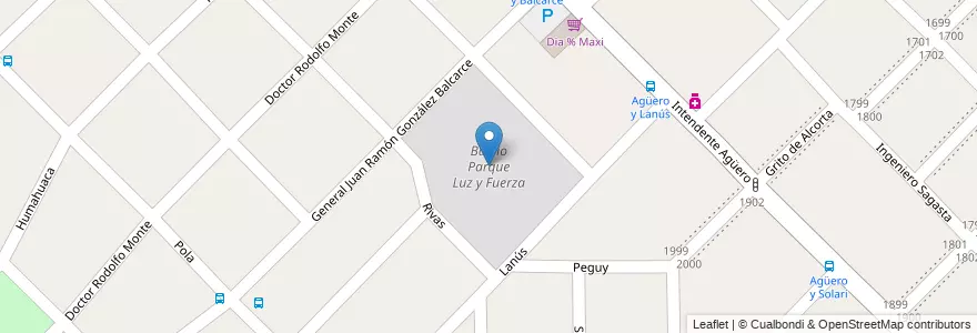 Mapa de ubicacion de Barrio Parque Luz y Fuerza en Argentinien, Provinz Buenos Aires, Partido De Morón, Morón.