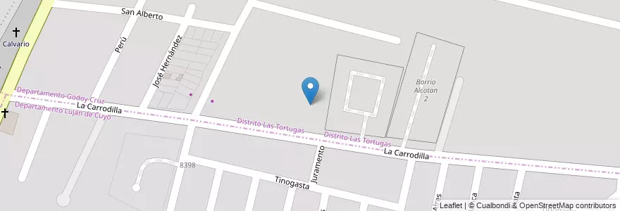 Mapa de ubicacion de Barrio Pinar de Carrodilla en Argentinien, Chile, Mendoza, Godoy Cruz.