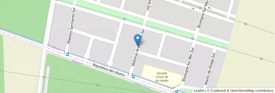 Mapa de ubicacion de Barrio Piuquén en アルゼンチン, サンフアン州, チリ, Rivadavia, Rawson.