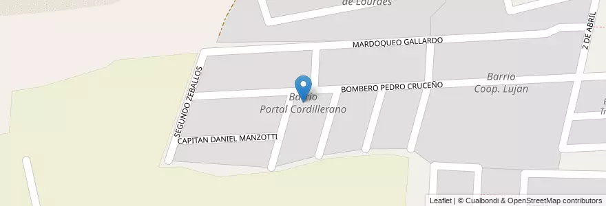 Mapa de ubicacion de Barrio Portal Cordillerano en 아르헨티나, 칠레, Mendoza, Departamento Luján De Cuyo, Distrito Perdriel.