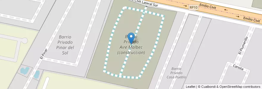 Mapa de ubicacion de Barrio Privado Aire Malbec (construccion) en آرژانتین, شیلی, Mendoza, Departamento Maipú, Departamento Luján De Cuyo, Distrito Carrodilla, Luján De Cuyo, Maipú.