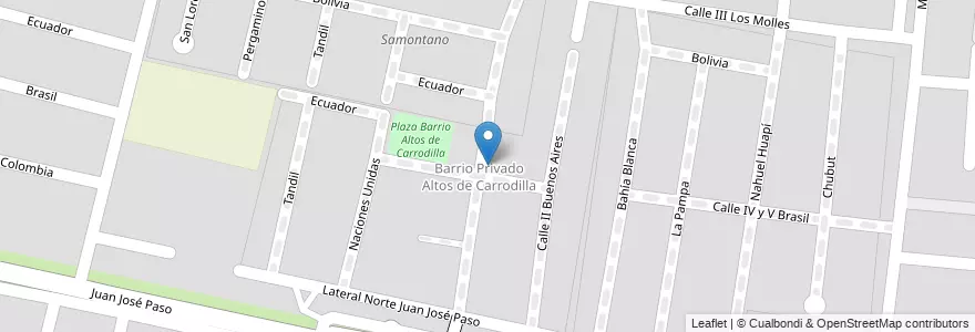 Mapa de ubicacion de Barrio Privado Altos de Carrodilla en アルゼンチン, チリ, メンドーサ州, Departamento Luján De Cuyo, Distrito Carrodilla, Luján De Cuyo.
