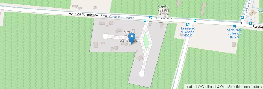 Mapa de ubicacion de Barrio Privado Los Fresnos en Arjantin, San Juan, Şili, Zonda.