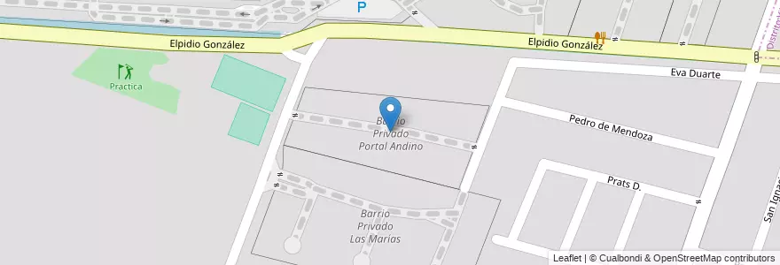 Mapa de ubicacion de Barrio Privado Portal Andino en アルゼンチン, チリ, メンドーサ州, Departamento Guaymallén.