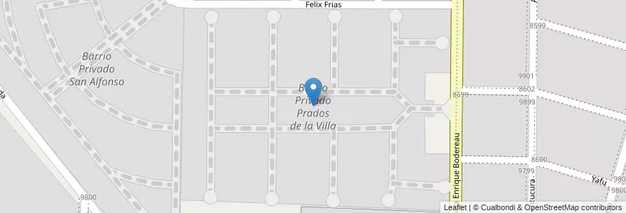 Mapa de ubicacion de Barrio Privado Prados de la Villa en Argentinië, Córdoba, Municipio De Saldán, Departamento Capital, Pedanía Capital, Córdoba.