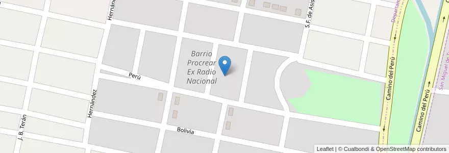 Mapa de ubicacion de Barrio Procrear Ex Radio Nacional en آرژانتین, Tucumán, Departamento Yerba Buena, Yerba Buena.