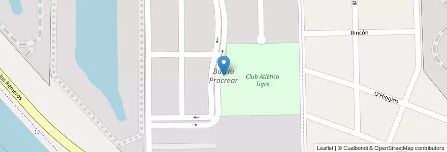 Mapa de ubicacion de Barrio Procrear en Arjantin, Buenos Aires, Partido De Tigre, Rincón De Milberg.