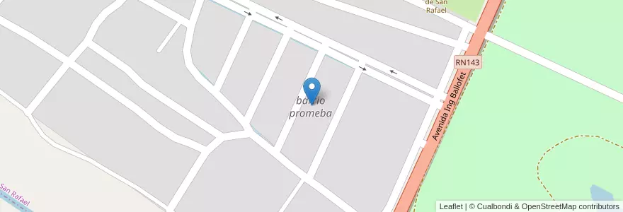 Mapa de ubicacion de Barrio PROMEBA en アルゼンチン, メンドーサ州, チリ, Departamento San Rafael, San Rafael, Distrito Ciudad De San Rafael, Distrito Rama Caída.