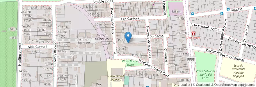 Mapa de ubicacion de Barrio Puyuta en Arjantin, San Juan, Şili, Rivadavia.