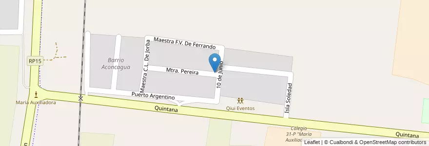 Mapa de ubicacion de Barrio Quintana en Arjantin, Şili, Mendoza, Departamento Luján De Cuyo, Distrito Perdriel.