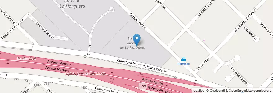 Mapa de ubicacion de Barrio Rincón de La Horqueta en 아르헨티나, 부에노스아이레스주, Partido De San Isidro, Boulogne Sur Mer.