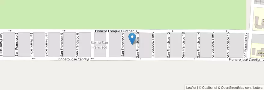 Mapa de ubicacion de Barrio San Francisco en Argentine, Misiones, Departamento Libertador General San Martín, Municipio De Puerto Rico.