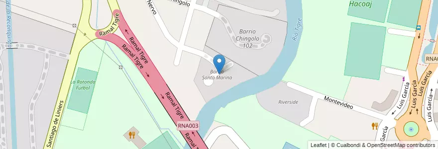 Mapa de ubicacion de Barrio Santa Marina en 阿根廷, 布宜诺斯艾利斯省, Partido De Tigre, Tigre.