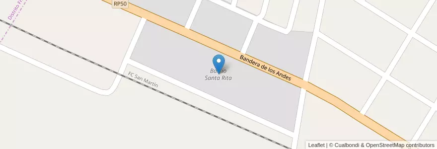 Mapa de ubicacion de Barrio Santa Rita en 阿根廷, 智利, Mendoza, Departamento Maipú, Distrito San Roque.