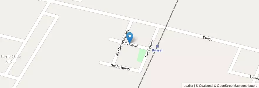 Mapa de ubicacion de Barrio Scala en アルゼンチン, チリ, メンドーサ州, Departamento Maipú, Distrito Russell.