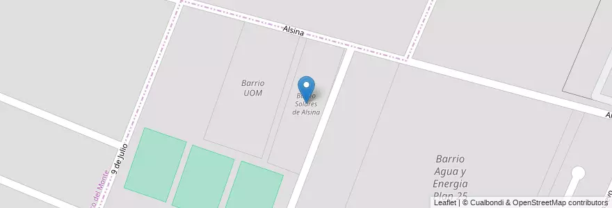 Mapa de ubicacion de Barrio Solares de Alsina en アルゼンチン, チリ, メンドーサ州, Godoy Cruz, Distrito Luzuriaga, Maipú.