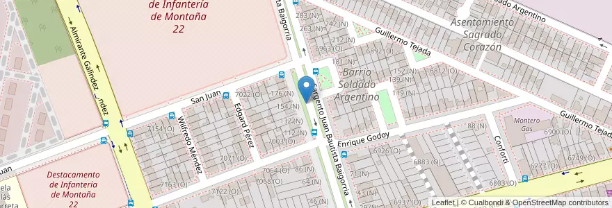 Mapa de ubicacion de Barrio Soldado Argentino en Argentinië, San Juan, Chili, Rivadavia.