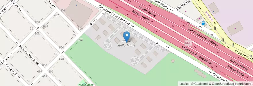 Mapa de ubicacion de Barrio Stella Maris en Arjantin, Buenos Aires, Partido De San Isidro, Villa Adelina.