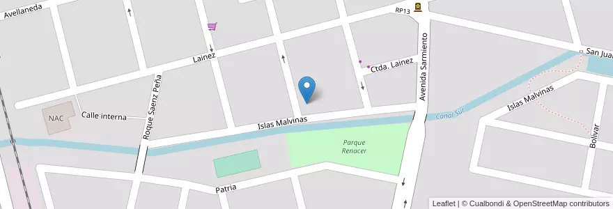 Mapa de ubicacion de Barrio Sur en Аргентина, Санта-Фе, Departamento Castellanos, Municipio De Sunchales.