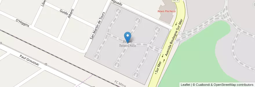 Mapa de ubicacion de Barrio Talar Chico en Arjantin, Buenos Aires, Partido De Tigre.
