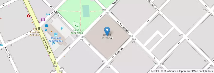 Mapa de ubicacion de Barrio Terminal en Argentina, Buenos Aires, Partido De Tandil, Tandil.
