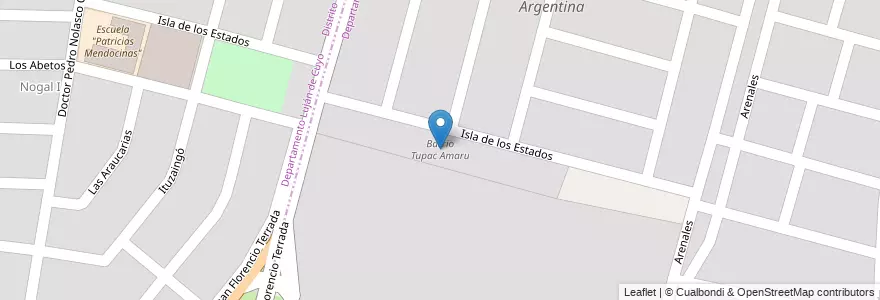 Mapa de ubicacion de Barrio Tupac Amaru en Arjantin, Şili, Mendoza, Departamento Luján De Cuyo, Maipú.