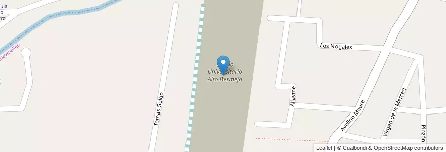 Mapa de ubicacion de Barrio Universitario Alto Bermejo en 阿根廷, 智利, Mendoza, Departamento Las Heras.