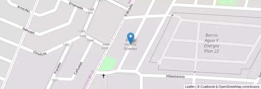 Mapa de ubicacion de Barrio Victoria Ocampo en Arjantin, Şili, Mendoza, Godoy Cruz, Distrito Luzuriaga, Maipú.
