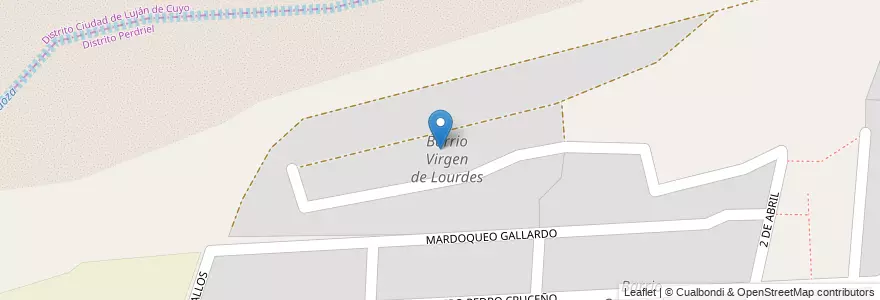 Mapa de ubicacion de Barrio Virgen de Lourdes en 阿根廷, 智利, Mendoza, Departamento Luján De Cuyo, Distrito Perdriel.