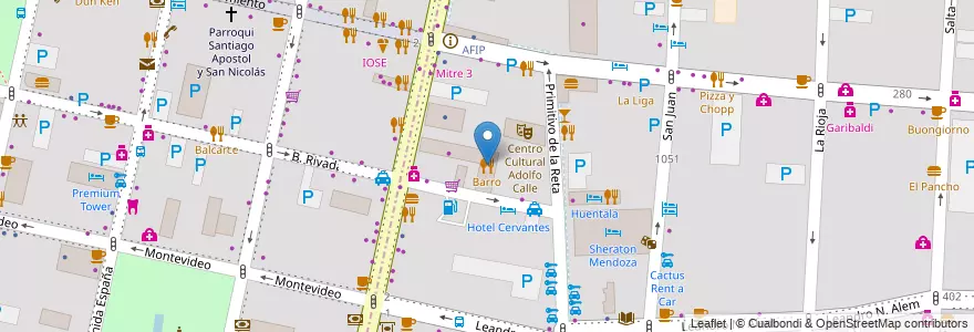 Mapa de ubicacion de Barro en アルゼンチン, チリ, メンドーサ州, Departamento Capital, Ciudad De Mendoza, Sección 3ª Parque O'Higgins.