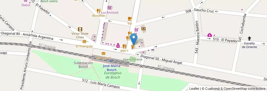 Mapa de ubicacion de Barroco en アルゼンチン, ブエノスアイレス州, Partido De Tres De Febrero, Villa Bosch.