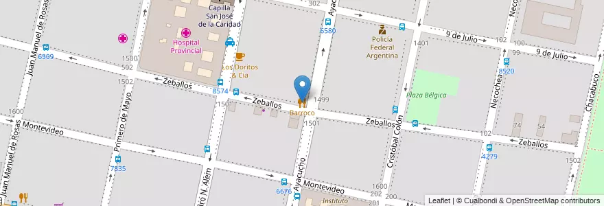 Mapa de ubicacion de Barroco en Argentinië, Santa Fe, Departamento Rosario, Municipio De Rosario, Rosario.