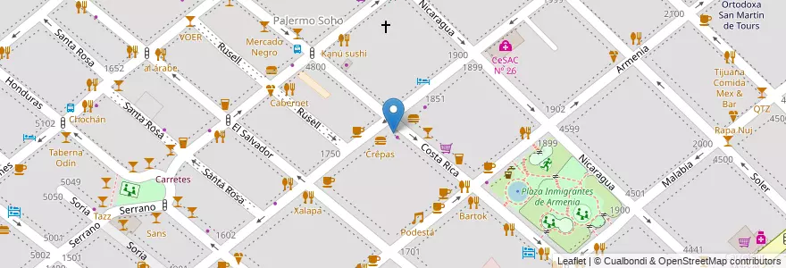 Mapa de ubicacion de Bartola, Palermo en الأرجنتين, Ciudad Autónoma De Buenos Aires, Buenos Aires.