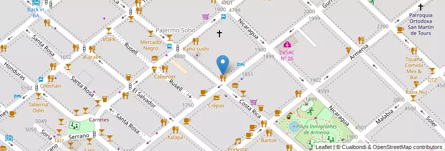 Mapa de ubicacion de Bartola, Palermo en Argentina, Ciudad Autónoma De Buenos Aires, Buenos Aires.