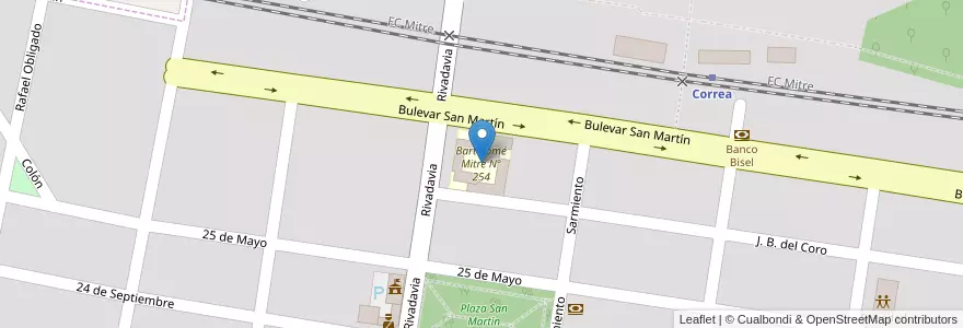 Mapa de ubicacion de Bartolomé Mitre N° 254 en 阿根廷, Santa Fe, Departamento Iriondo, Municipio De Correa, Correa.