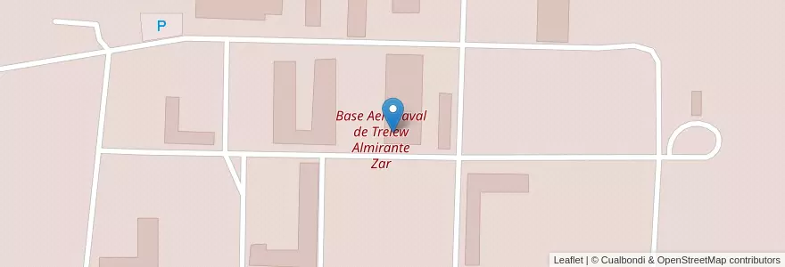 Mapa de ubicacion de Base Aeronaval de Trelew Almirante Zar en アルゼンチン, チュブ州, Trelew, Departamento Rawson.
