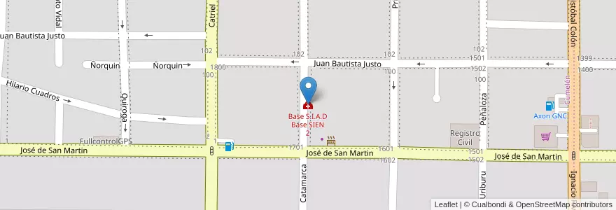 Mapa de ubicacion de Base S.I.A.D Base SIEN 2 en Arjantin, Şili, Neuquén, Departamento Confluencia, Municipio De Neuquén, Neuquén.