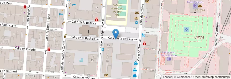 Mapa de ubicacion de BASILICA, CALLE, DE LA,S/N en إسبانيا, منطقة مدريد, منطقة مدريد, Área Metropolitana De Madrid Y Corredor Del Henares, مدريد.