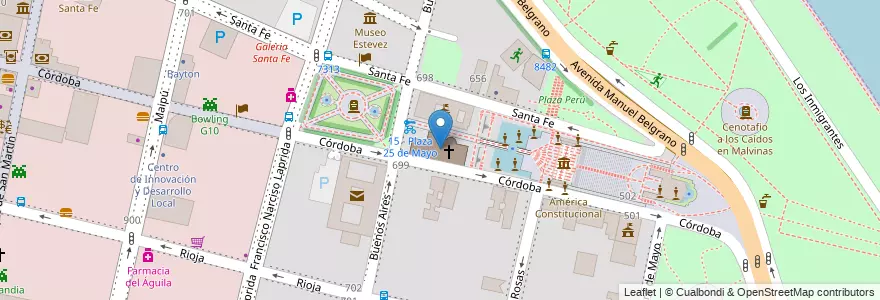 Mapa de ubicacion de Basílica Catedral de Nuestra Señora del Rosario en 阿根廷, Santa Fe, Departamento Rosario, Municipio De Rosario, 罗萨里奥.