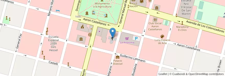 Mapa de ubicacion de Basílica de la Natividad de la Santísima Virgen en 阿根廷, Santa Fe, Departamento Las Colonias, Municipio De Esperanza, Esperanza.