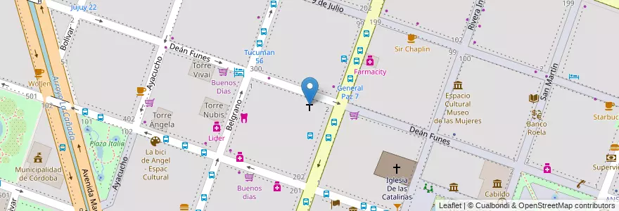 Mapa de ubicacion de Basílica de Santo Domingo en Argentinië, Córdoba, Departamento Capital, Pedanía Capital, Córdoba, Municipio De Córdoba.