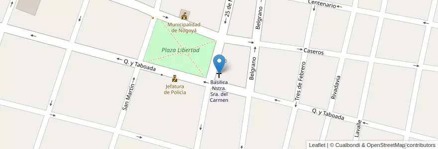 Mapa de ubicacion de Basilica Nstra. Sra. del Carmen en 阿根廷, 恩特雷里奥斯省, Departamento Nogoyá, Nogoyá, Distrito Montoya.