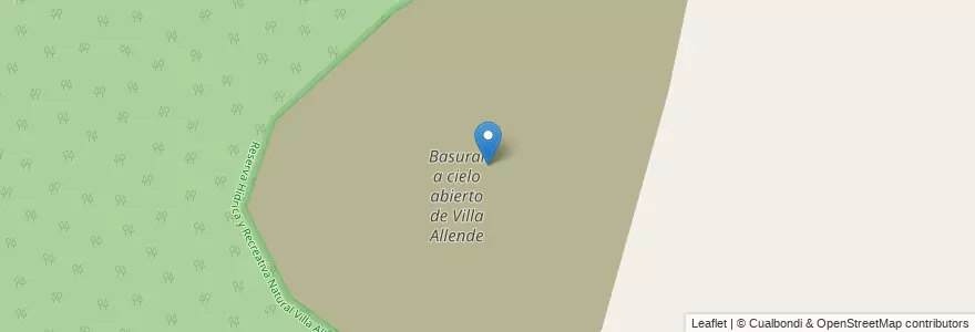 Mapa de ubicacion de Basural a cielo abierto de Villa Allende en 아르헨티나, Córdoba, Departamento Colón, Municipio De Villa Allende, Pedanía Calera Norte.