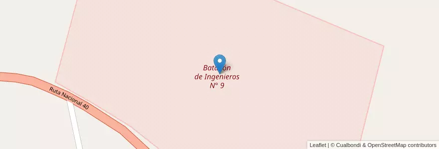 Mapa de ubicacion de Batallón de Ingenieros N° 9 en الأرجنتين, تشيلي, شوبوت, Departamento Río Senguer.