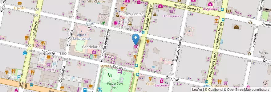 Mapa de ubicacion de Batán en アルゼンチン, サンタフェ州, Departamento Rosario, Municipio De Funes, Funes.
