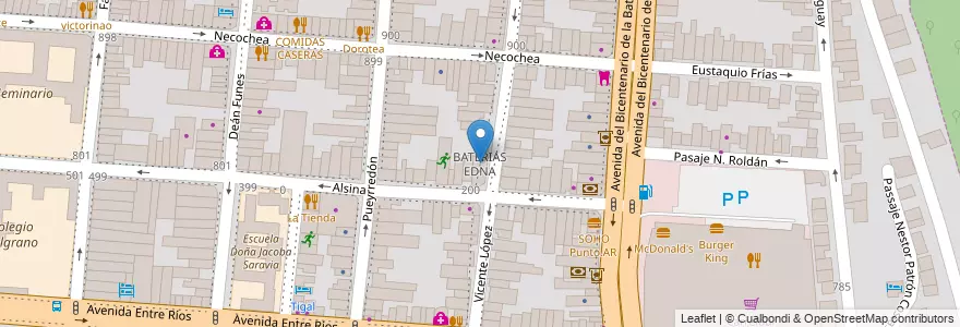 Mapa de ubicacion de BATERIAS EDNA en 阿根廷, Salta, Capital, Municipio De Salta, Salta.