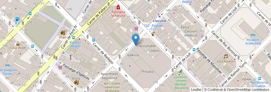 Mapa de ubicacion de BAU. Centre Universitari de Disseny de Barcelona en Sepanyol, Catalunya, Barcelona, Barcelonès, Barcelona.