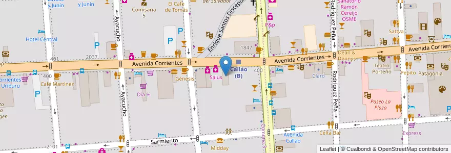 Mapa de ubicacion de Bauen Suites Hotel, Balvanera en アルゼンチン, Ciudad Autónoma De Buenos Aires, Comuna 3, ブエノスアイレス.