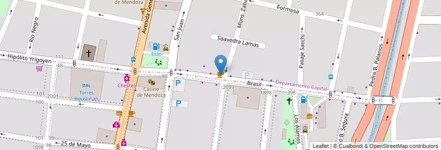 Mapa de ubicacion de Baum Cafe en Argentina, Chile, Mendoza, Departamento Capital, Ciudad De Mendoza.
