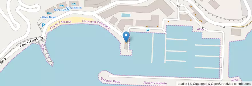 Mapa de ubicacion de Bay Club en اسپانیا, Comunitat Valenciana, Alacant / Alicante, La Marina Baixa, Altea.